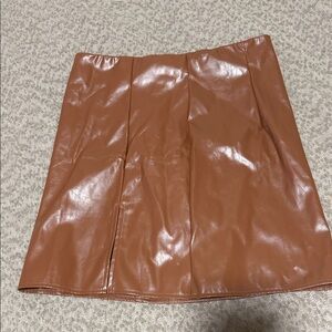 SHEIN Brown Faux Leather Mini Skirt
